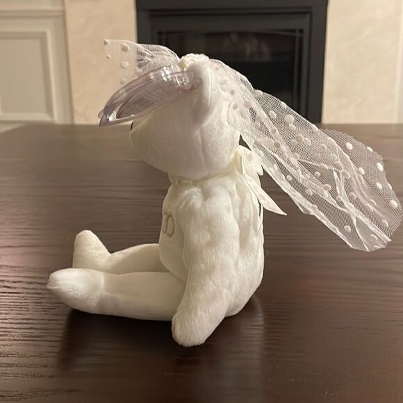 Ty Beanie Baby Mrs. 2001 Bride Beanie Baby with Silver in Fur Excellent NWT - Picture 4 of 8
